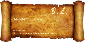 Bender Libor névjegykártya